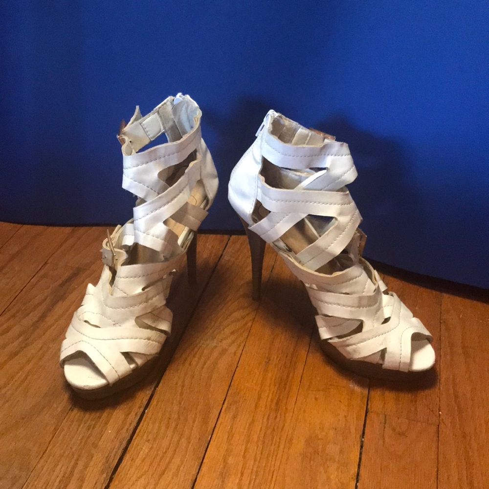 White strappy heels